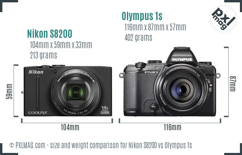 Nikon S8200 vs Olympus 1s size comparison Nikon S8200 vs Olympus 1s size comparison