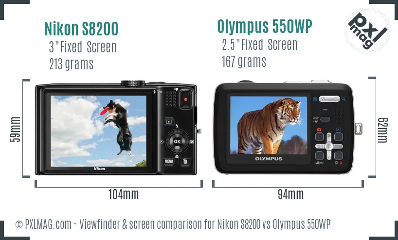 Nikon S8200 vs Olympus 550WP Screen and Viewfinder comparison Nikon S8200 vs Olympus 550WP Screen and Viewfinder comparison