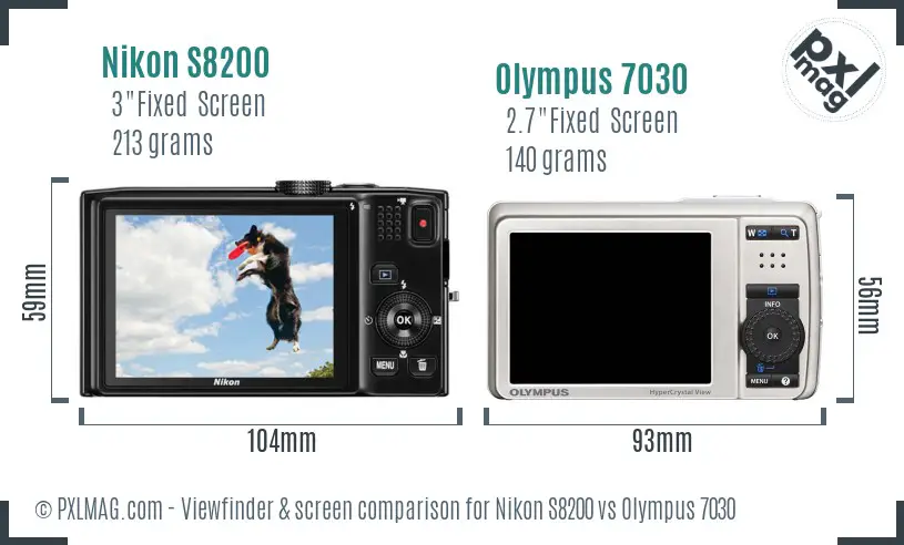 Nikon S8200 vs Olympus 7030 Screen and Viewfinder comparison