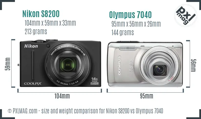 Nikon S8200 vs Olympus 7040 size comparison