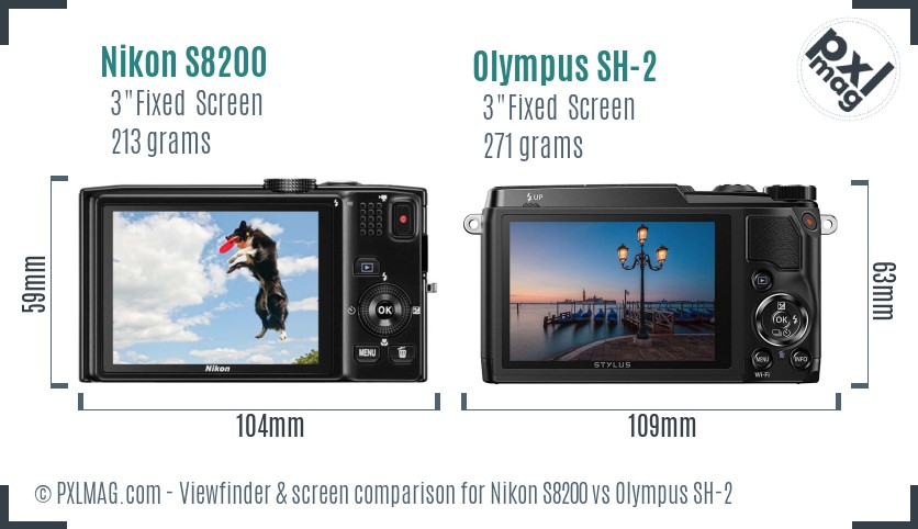 Nikon S8200 vs Olympus SH-2 Screen and Viewfinder comparison