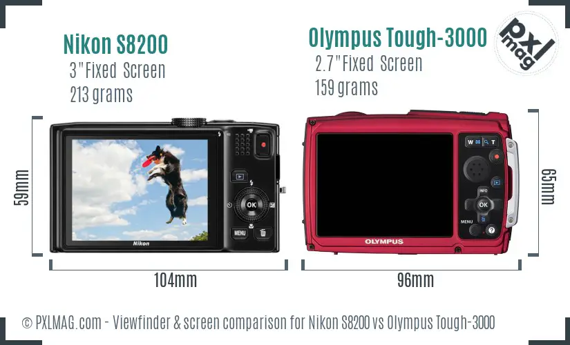 Nikon S8200 vs Olympus Tough-3000 Screen and Viewfinder comparison Nikon S8200 vs Olympus Tough-3000 Screen and Viewfinder comparison