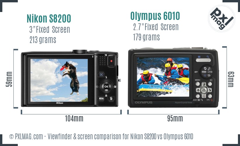 Nikon S8200 vs Olympus 6010 Screen and Viewfinder comparison