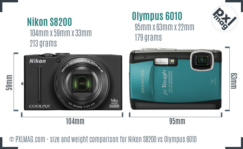 Nikon S8200 vs Olympus 6010 size comparison