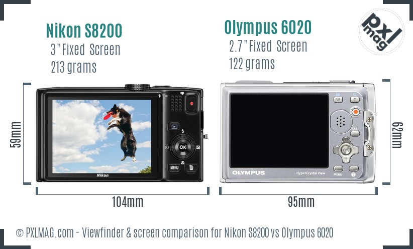 Nikon S8200 vs Olympus 6020 Screen and Viewfinder comparison