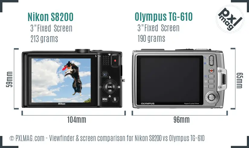 Nikon S8200 vs Olympus TG-610 Screen and Viewfinder comparison Nikon S8200 vs Olympus TG-610 Screen and Viewfinder comparison