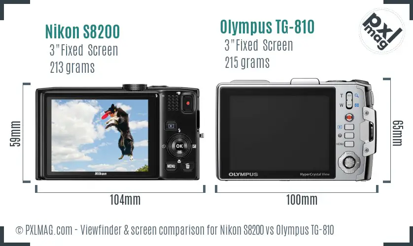 Nikon S8200 vs Olympus TG-810 Screen and Viewfinder comparison