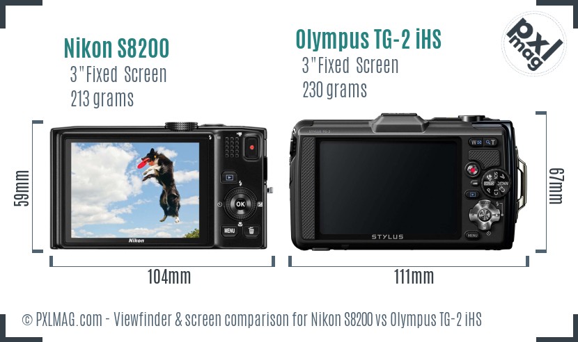 Nikon S8200 vs Olympus TG-2 iHS Screen and Viewfinder comparison