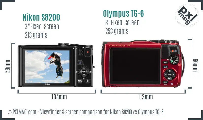 Nikon S8200 vs Olympus TG-6 Screen and Viewfinder comparison