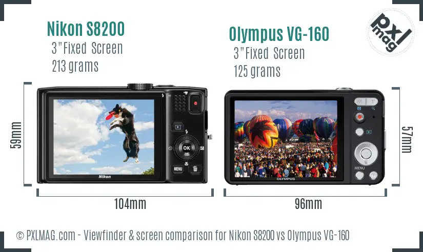 Nikon S8200 vs Olympus VG-160 Screen and Viewfinder comparison Nikon S8200 vs Olympus VG-160 Screen and Viewfinder comparison