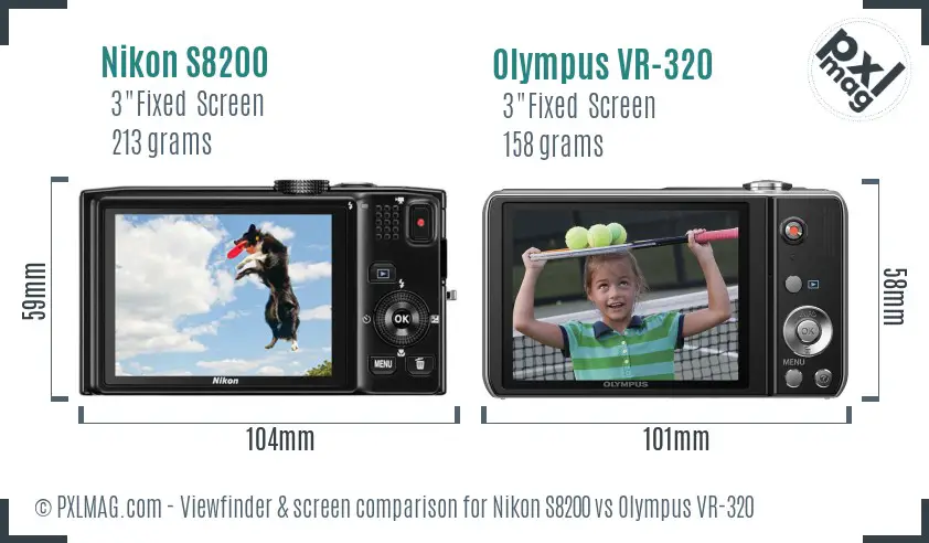 Nikon S8200 vs Olympus VR-320 Screen and Viewfinder comparison