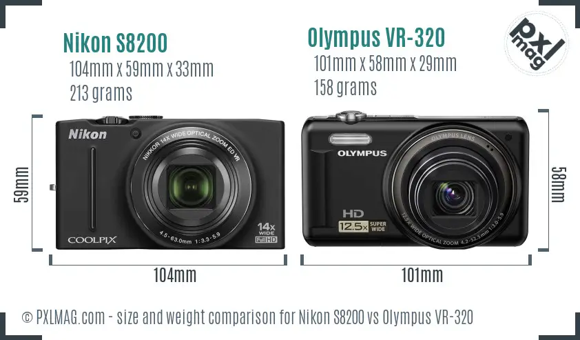 Nikon S8200 vs Olympus VR-320 size comparison