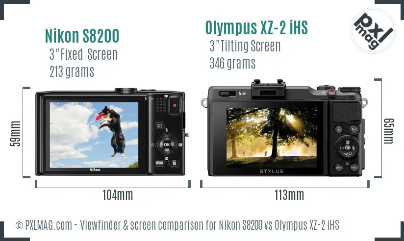 Nikon S8200 vs Olympus XZ-2 iHS Screen and Viewfinder comparison Nikon S8200 vs Olympus XZ-2 iHS Screen and Viewfinder comparison