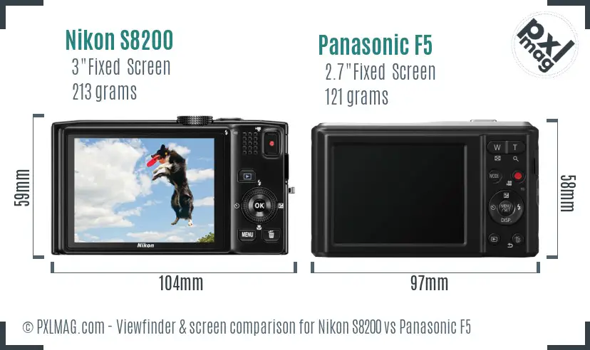 Nikon S8200 vs Panasonic F5 Screen and Viewfinder comparison