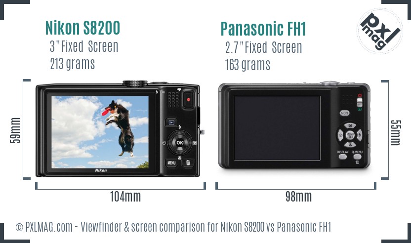 Nikon S8200 vs Panasonic FH1 Screen and Viewfinder comparison