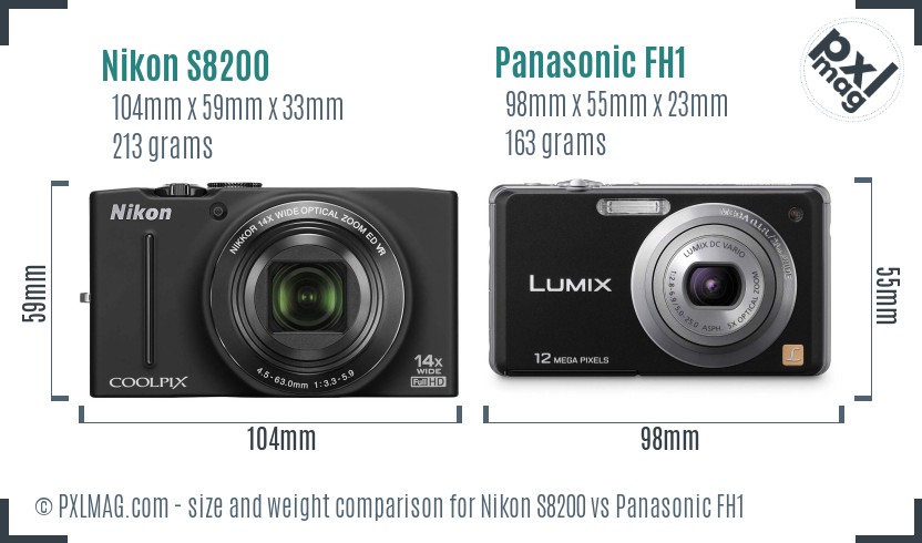 Nikon S8200 vs Panasonic FH1 size comparison Nikon S8200 vs Panasonic FH1 size comparison