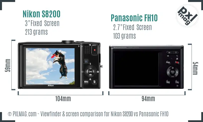 Nikon S8200 vs Panasonic FH10 Screen and Viewfinder comparison