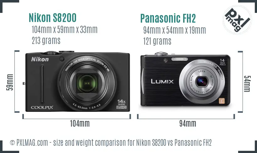 Nikon S8200 vs Panasonic FH2 size comparison Nikon S8200 vs Panasonic FH2 size comparison