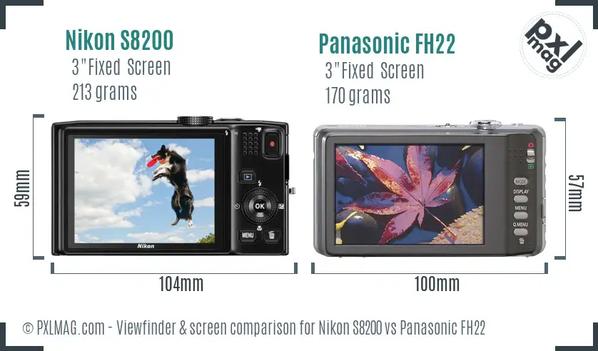 Nikon S8200 vs Panasonic FH22 Screen and Viewfinder comparison