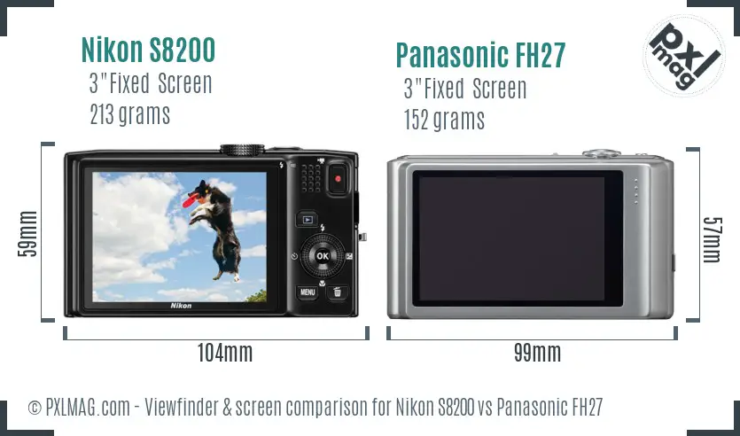 Nikon S8200 vs Panasonic FH27 Screen and Viewfinder comparison