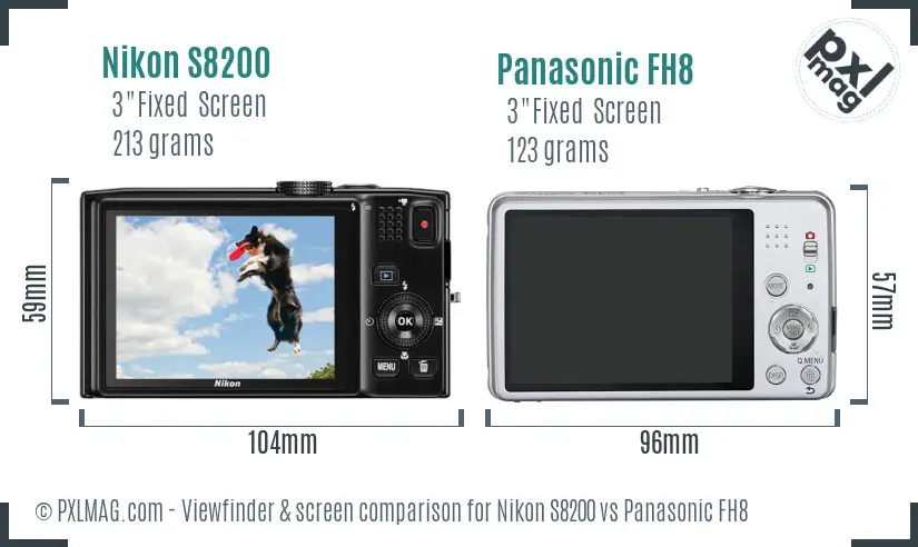 Nikon S8200 vs Panasonic FH8 Screen and Viewfinder comparison