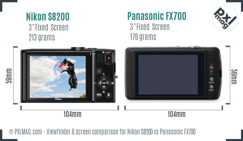 Nikon S8200 vs Panasonic FX700 Screen and Viewfinder comparison