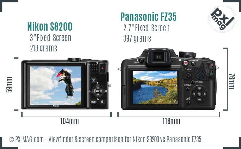 Nikon S8200 vs Panasonic FZ35 Screen and Viewfinder comparison