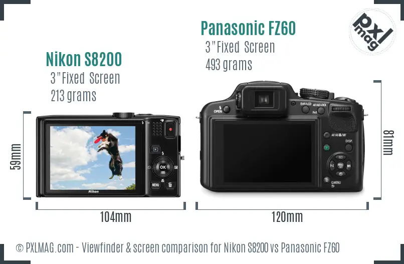 Nikon S8200 vs Panasonic FZ60 Screen and Viewfinder comparison