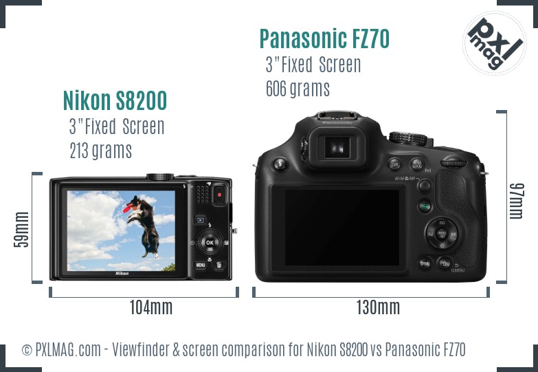 Nikon S8200 vs Panasonic FZ70 Screen and Viewfinder comparison