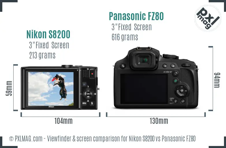Nikon S8200 vs Panasonic FZ80 Screen and Viewfinder comparison