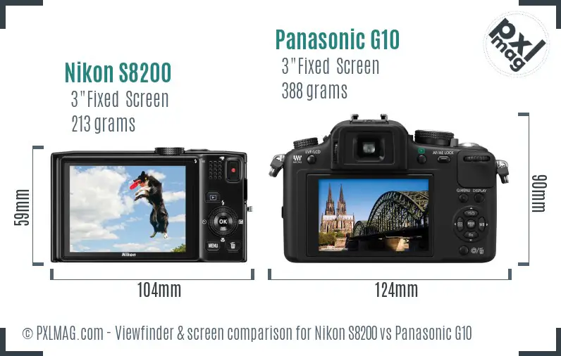 Nikon S8200 vs Panasonic G10 Screen and Viewfinder comparison