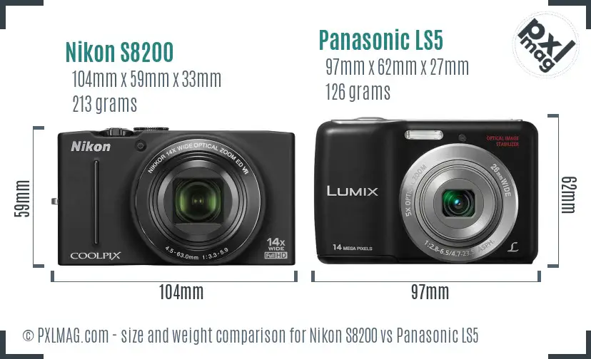 Nikon S8200 vs Panasonic LS5 size comparison Nikon S8200 vs Panasonic LS5 size comparison