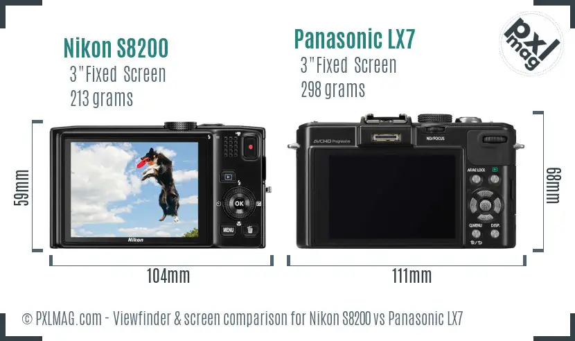 Nikon S8200 vs Panasonic LX7 Screen and Viewfinder comparison