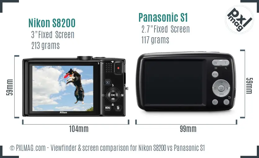 Nikon S8200 vs Panasonic S1 Screen and Viewfinder comparison
