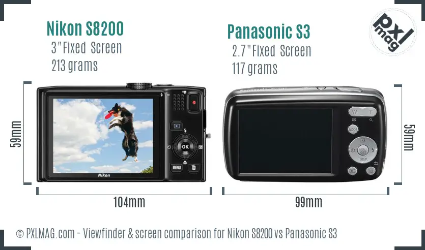 Nikon S8200 vs Panasonic S3 Screen and Viewfinder comparison
