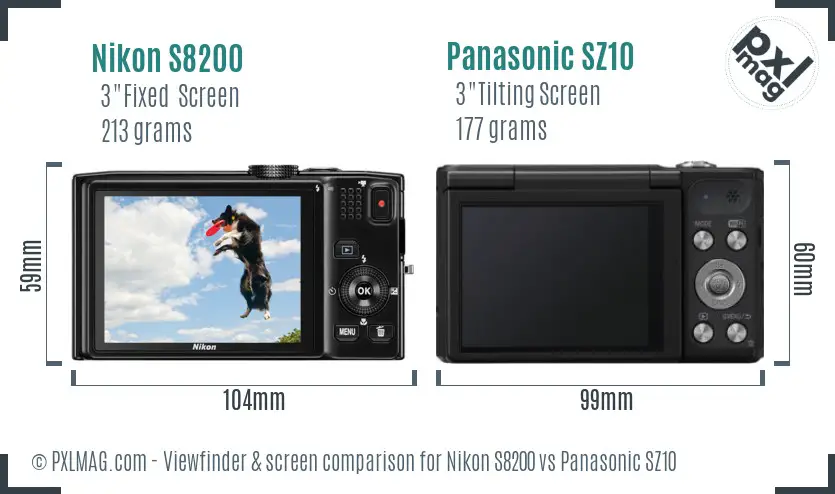 Nikon S8200 vs Panasonic SZ10 Screen and Viewfinder comparison Nikon S8200 vs Panasonic SZ10 Screen and Viewfinder comparison