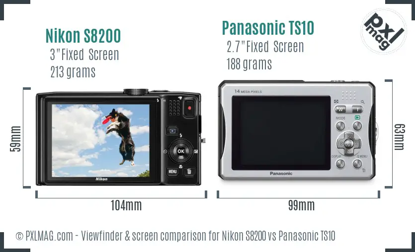 Nikon S8200 vs Panasonic TS10 Screen and Viewfinder comparison