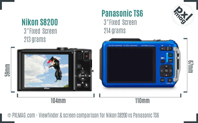 Nikon S8200 vs Panasonic TS6 Screen and Viewfinder comparison