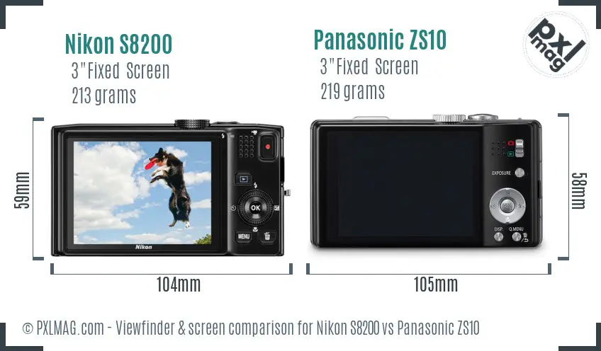 Nikon S8200 vs Panasonic ZS10 Screen and Viewfinder comparison Nikon S8200 vs Panasonic ZS10 Screen and Viewfinder comparison