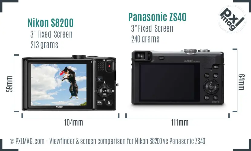 Nikon S8200 vs Panasonic ZS40 Screen and Viewfinder comparison