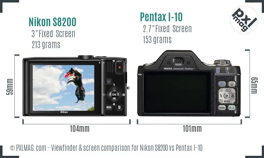 Nikon S8200 vs Pentax I-10 Screen and Viewfinder comparison