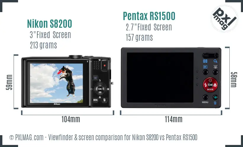 Nikon S8200 vs Pentax RS1500 Screen and Viewfinder comparison Nikon S8200 vs Pentax RS1500 Screen and Viewfinder comparison