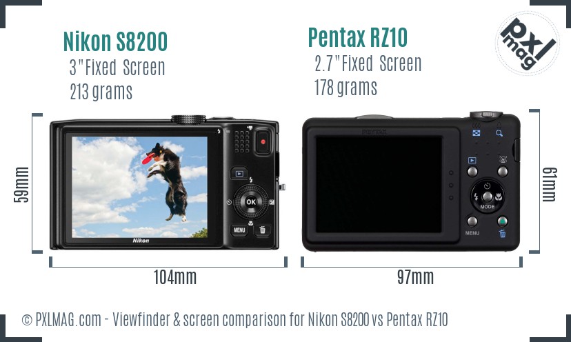 Nikon S8200 vs Pentax RZ10 Screen and Viewfinder comparison