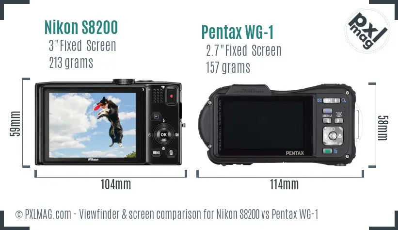 Nikon S8200 vs Pentax WG-1 Screen and Viewfinder comparison