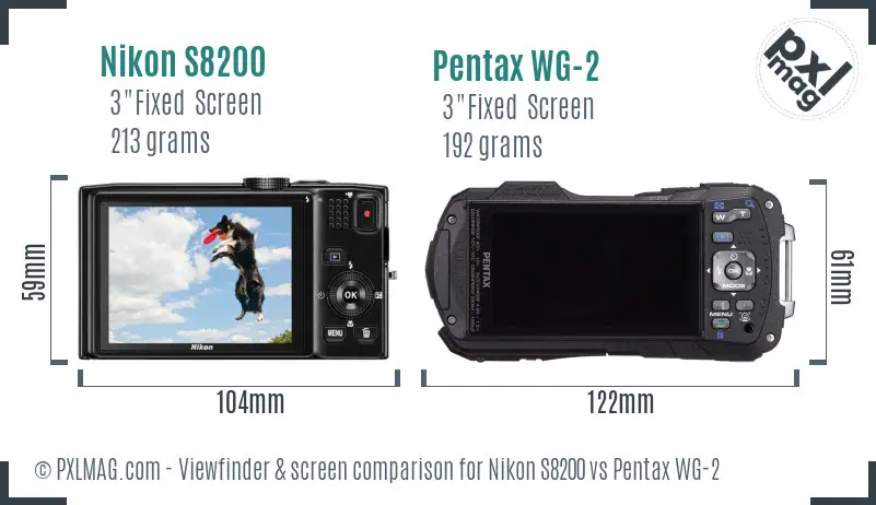 Nikon S8200 vs Pentax WG-2 Screen and Viewfinder comparison
