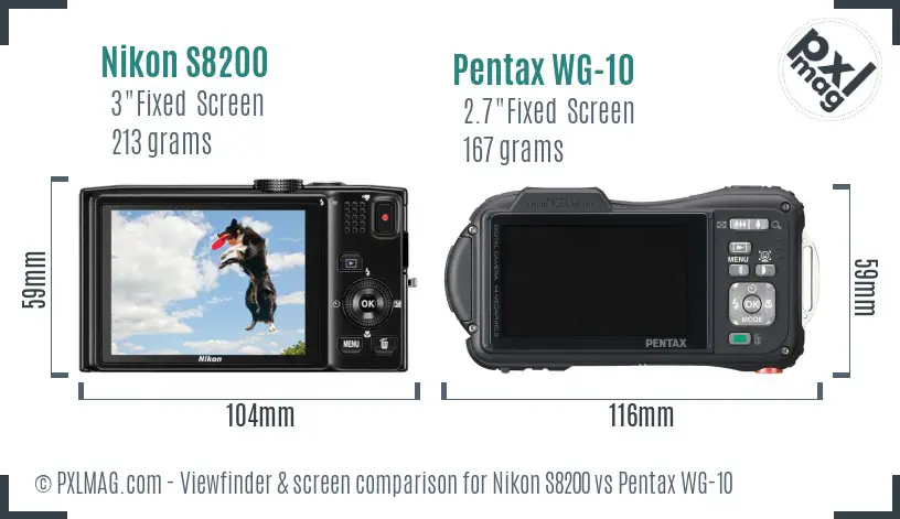 Nikon S8200 vs Pentax WG-10 Screen and Viewfinder comparison Nikon S8200 vs Pentax WG-10 Screen and Viewfinder comparison
