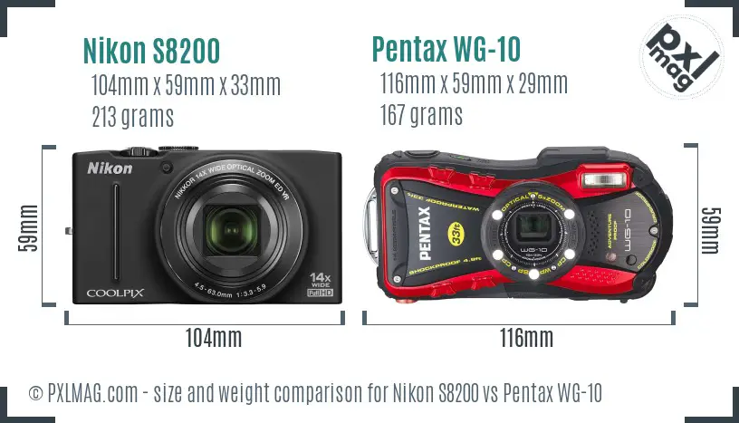 Nikon S8200 vs Pentax WG-10 size comparison Nikon S8200 vs Pentax WG-10 size comparison