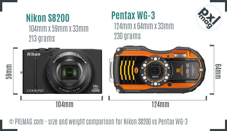 Nikon S8200 vs Pentax WG-3 size comparison Nikon S8200 vs Pentax WG-3 size comparison