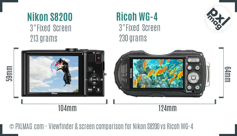 Nikon S8200 vs Ricoh WG-4 Screen and Viewfinder comparison