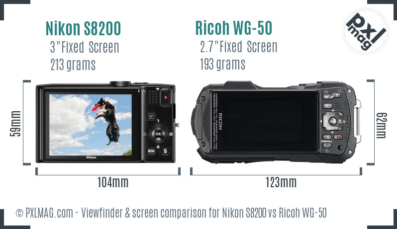 Nikon S8200 vs Ricoh WG-50 Screen and Viewfinder comparison